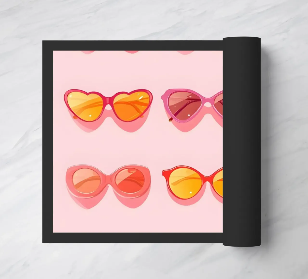 Pink Ombré Sunglasses Retro Summer Glam Pop Art Print Fußmatte von NorwesClub