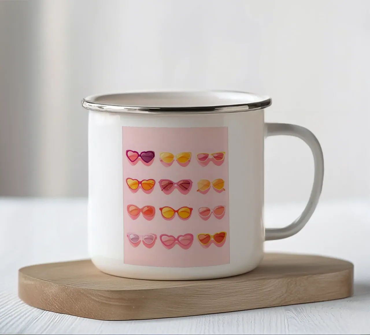 Roze Ombré Zonnebril Retro Zomer Glam Pop Art Print emaille mok van NorwesClub