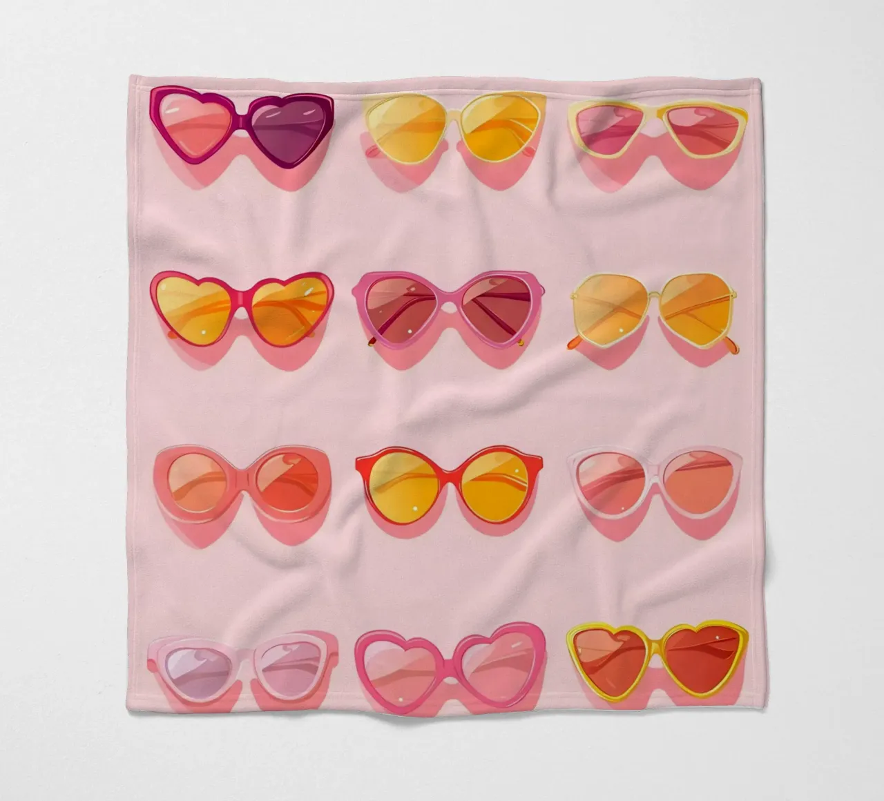 Pink Ombré Sunglasses Retro Summer Glam Pop Art Print fleece blanket by NorwesClub