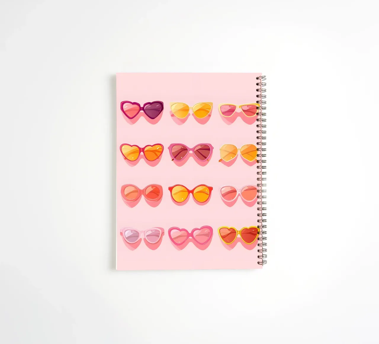 Roze Ombré Zonnebril Retro Zomer Glam Pop Art Print notitieboek met spiraal van NorwesClub