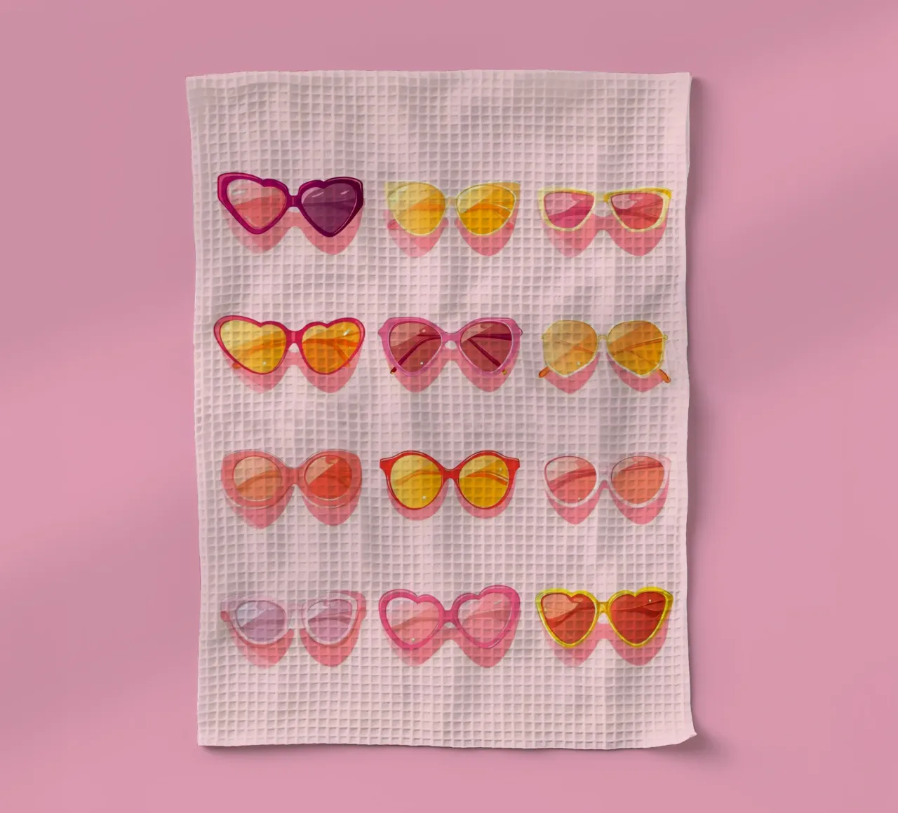 Lunettes de soleil roses ombrées Retro Summer Glam Pop Art Print torchon de NorwesClub