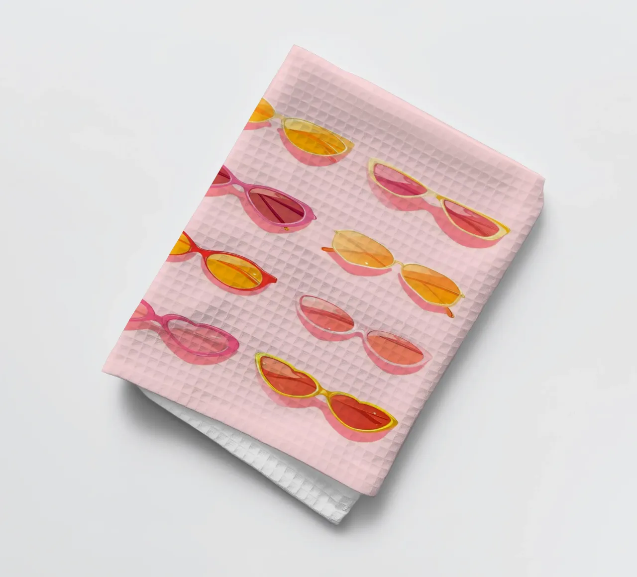Lunettes de soleil roses ombrées Retro Summer Glam Pop Art Print torchon de NorwesClub