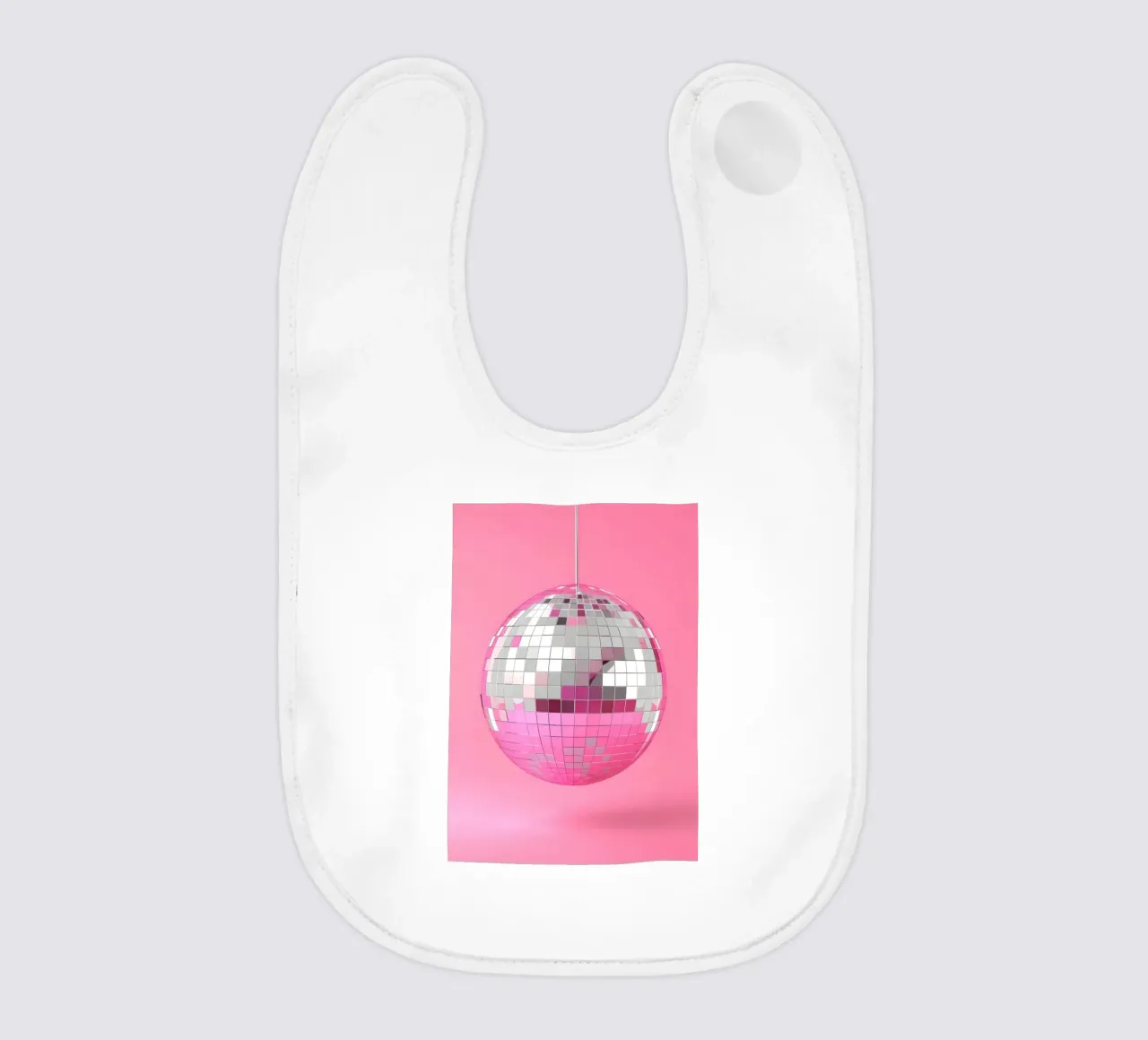 Pink Disco Ball Retro 70s Glamour Pop Art Party Print baby bib by NorwesClub