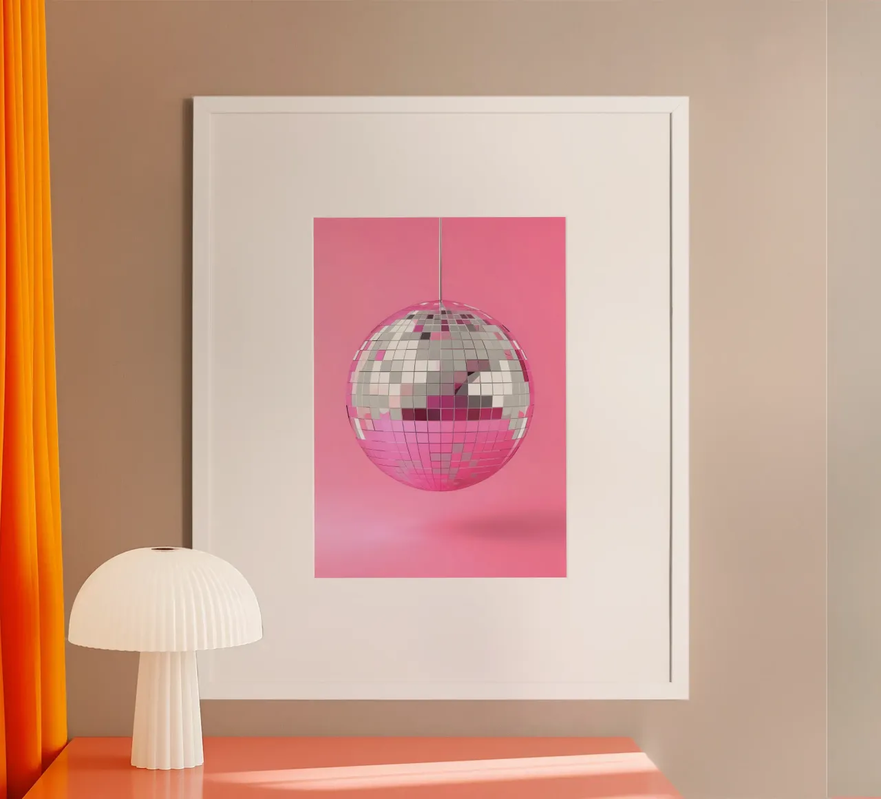 Ballo da discoteca rosa Retro anni '70 Glamour Pop Art Party Print carta hahnemühle da NorwesClub