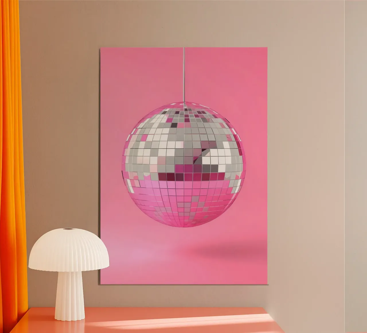 Ballo da discoteca rosa Retro anni '70 Glamour Pop Art Party Print carta hahnemühle da NorwesClub