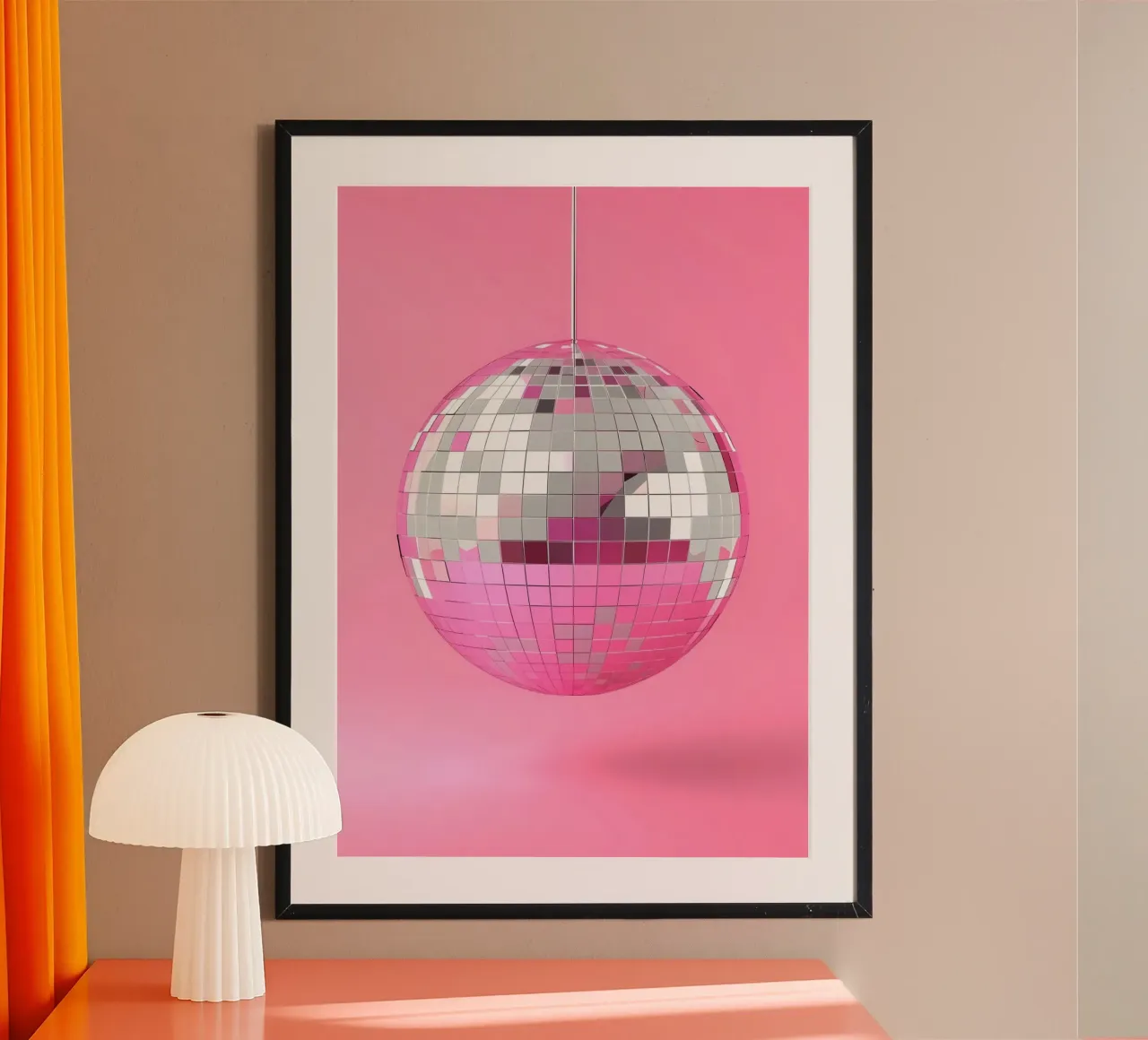 Ballo da discoteca rosa Retro anni '70 Glamour Pop Art Party Print carta hahnemühle da NorwesClub