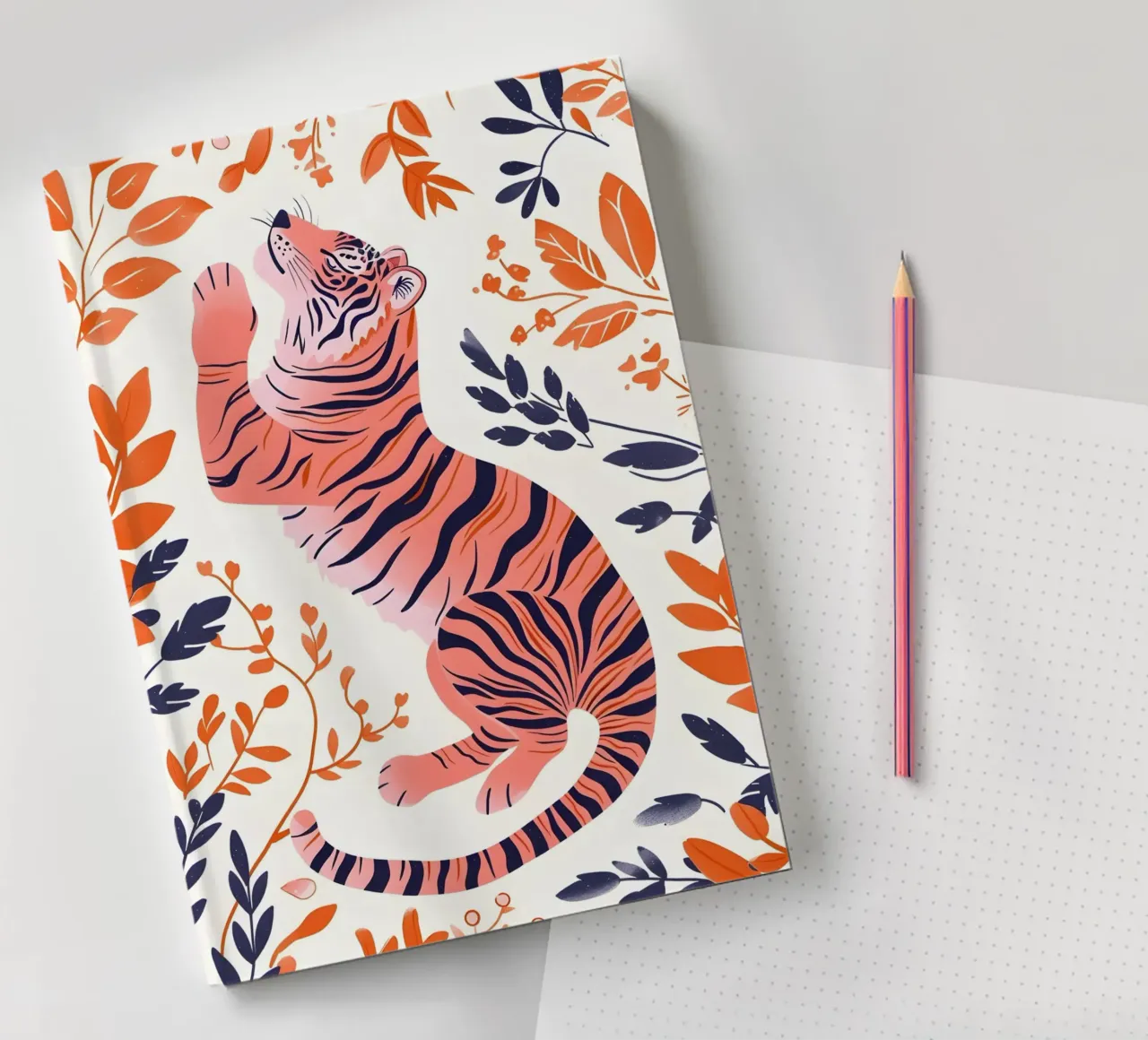 Psychedelic Rainbow Tiger Striped Abstract Pop Art notebook by NorwesClub