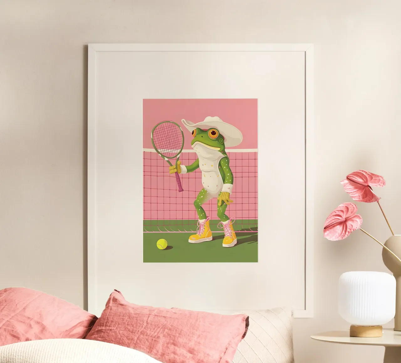 Rana retro tenista Dibujos Pop Art Print poster de NorwesClub