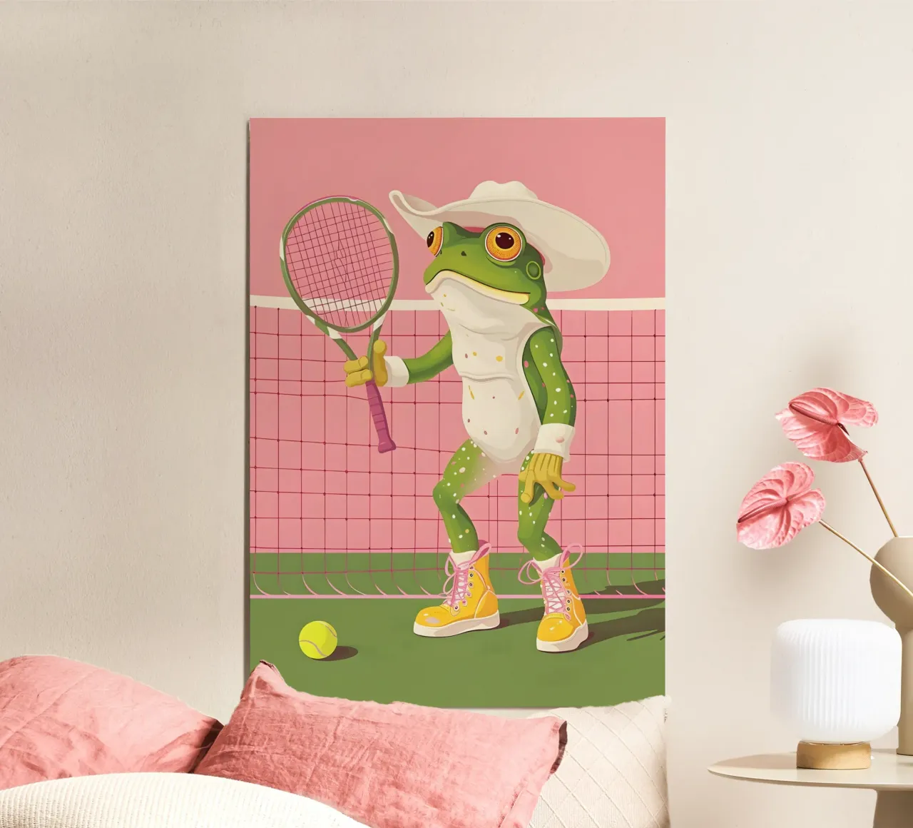 Rana retro tenista Dibujos Pop Art Print poster de NorwesClub