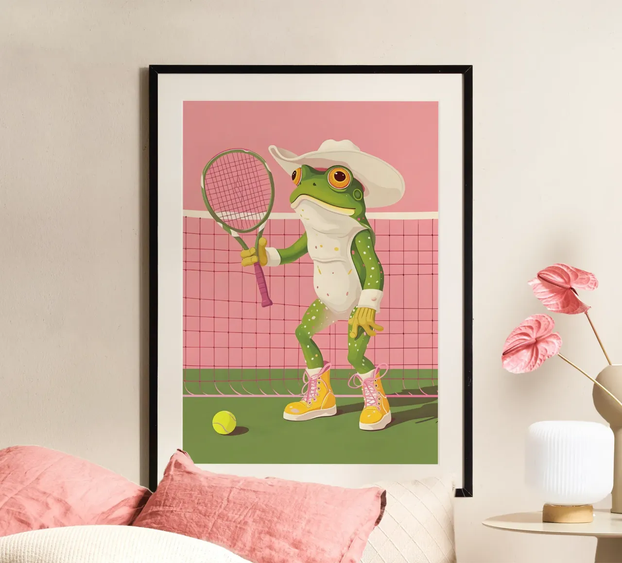 Rana retro tenista Dibujos Pop Art Print poster de NorwesClub