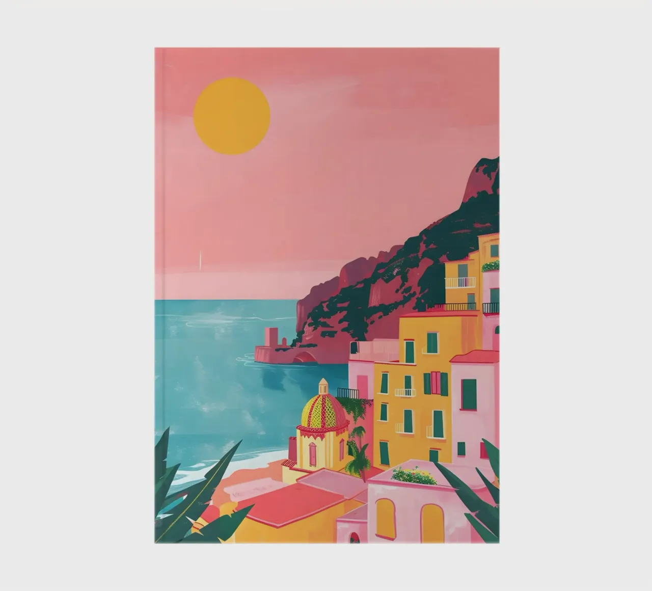 Retro Amalfi Coast Mediterranean Travel Pop Art Print notebook by NorwesClub
