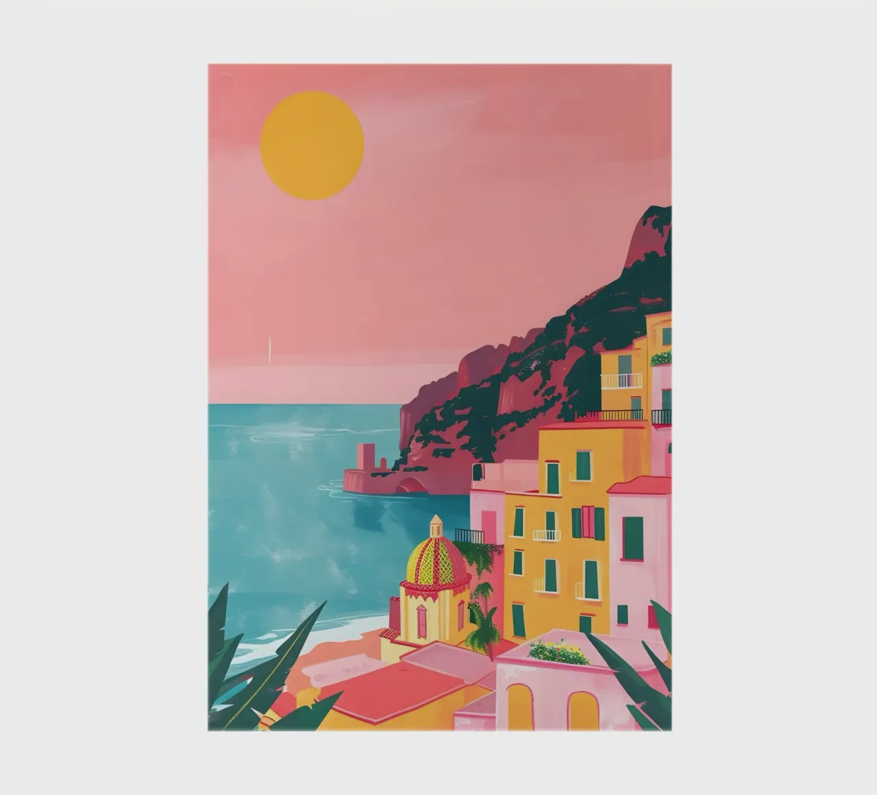 Retro Amalfi Coast Mediterranean Travel Pop Art Print notebook by NorwesClub