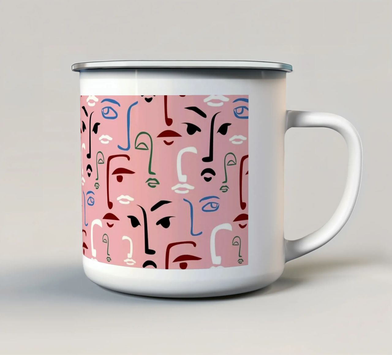 Volti monocromatici tazza in smalto da Kintsugi99