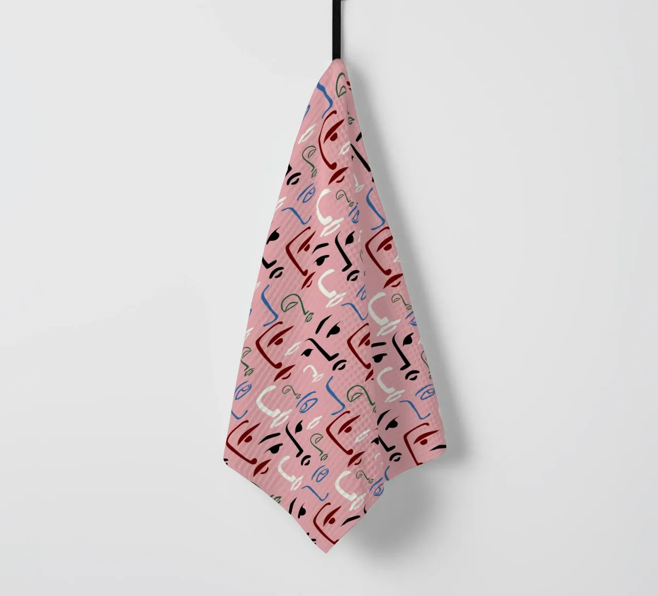 Monochrome Faces tea towel by Kintsugi99