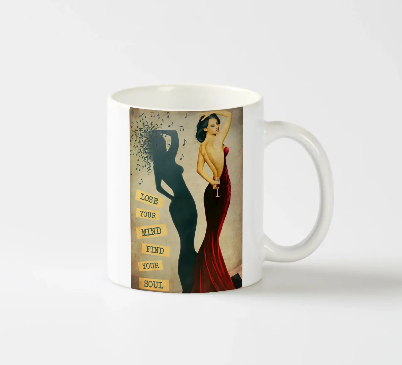 Girl Loves Music And Wine ceramic mug by Aaronshop