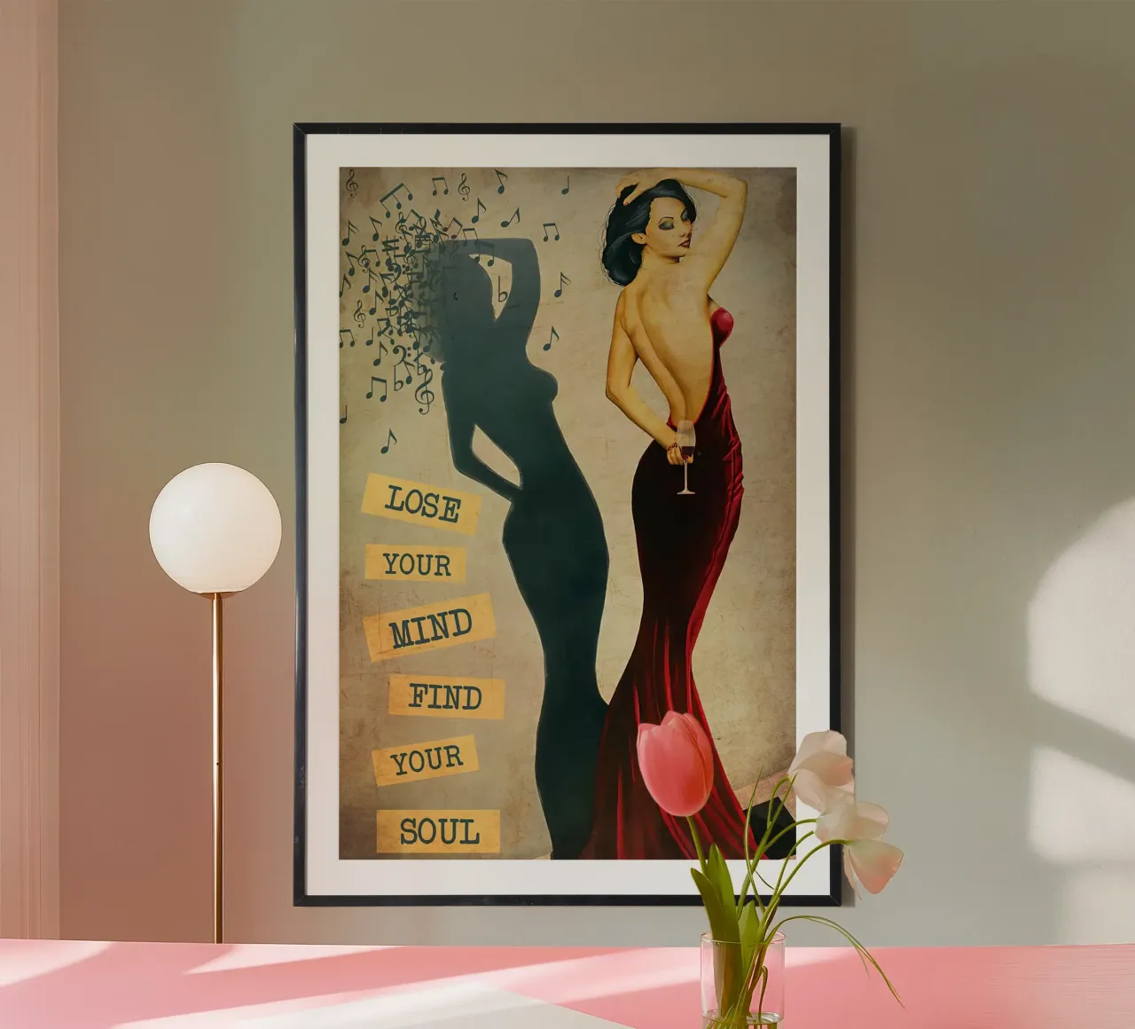 Mädchen liebt Musik und Wein Poster von Aaronshop