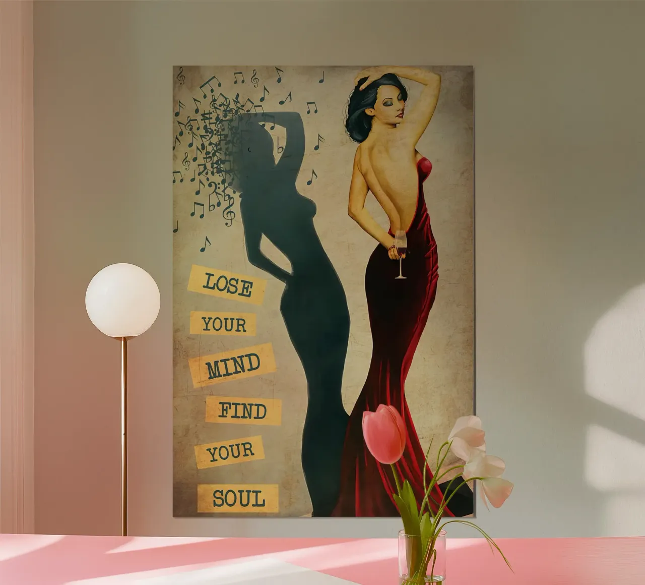 Mädchen liebt Musik und Wein Poster von Aaronshop