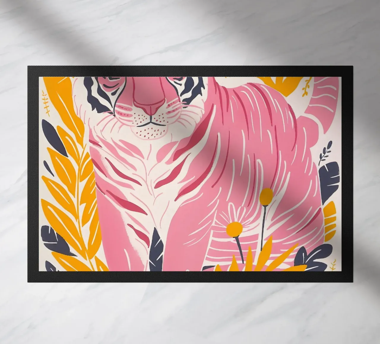 Roze Tijger Gestreepte Abstracte Psychedelische Pop Art Print deurmat van NorwesClub
