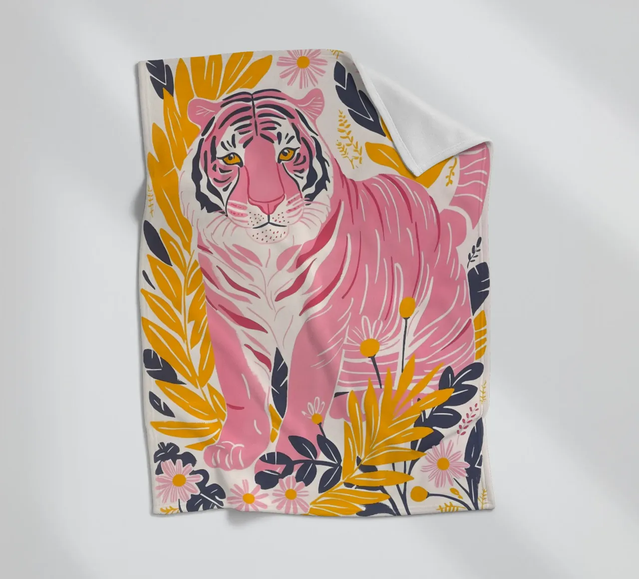 Roze Tijger Gestreepte Abstracte Psychedelische Pop Art Print fleecedeken van NorwesClub