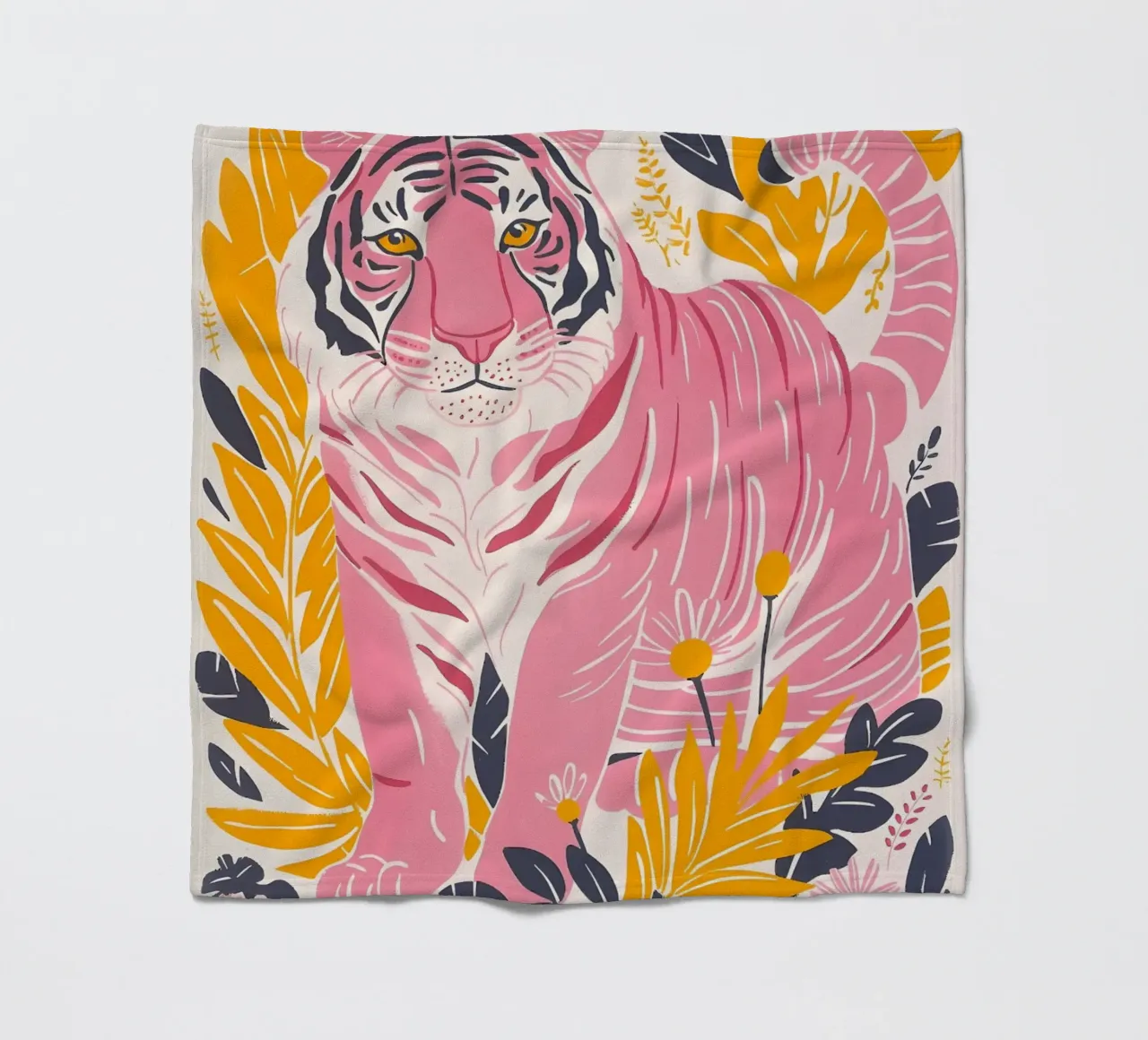 Roze Tijger Gestreepte Abstracte Psychedelische Pop Art Print fleecedeken van NorwesClub