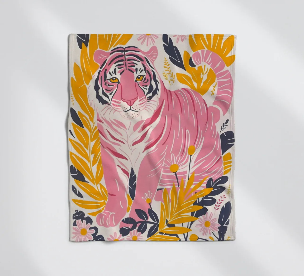 Roze Tijger Gestreepte Abstracte Psychedelische Pop Art Print fleecedeken van NorwesClub