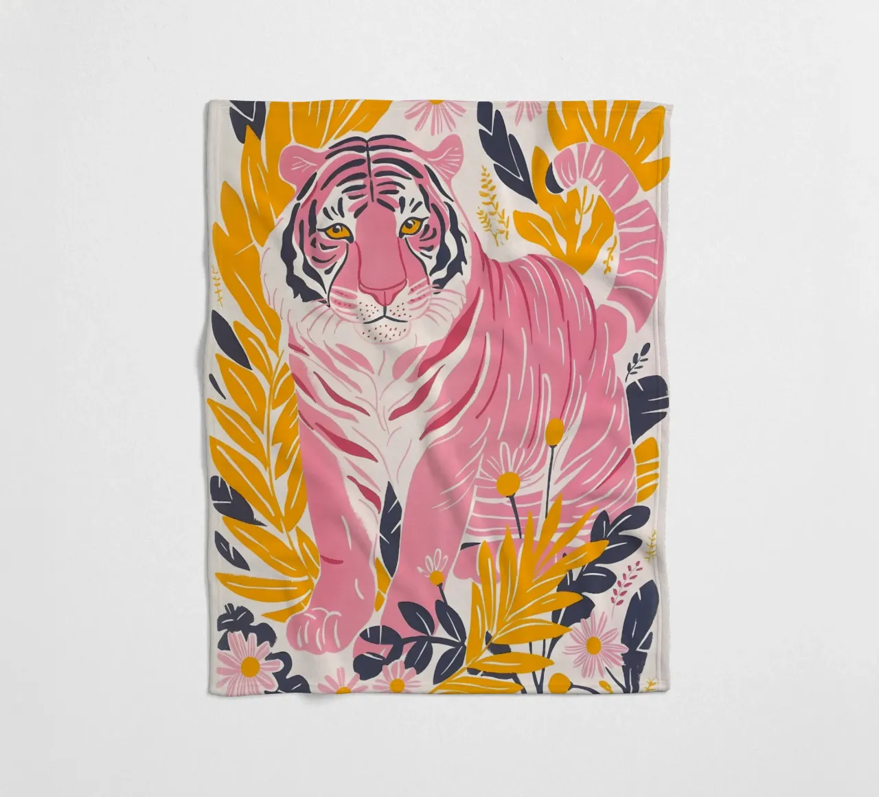 Roze Tijger Gestreepte Abstracte Psychedelische Pop Art Print fleecedeken van NorwesClub