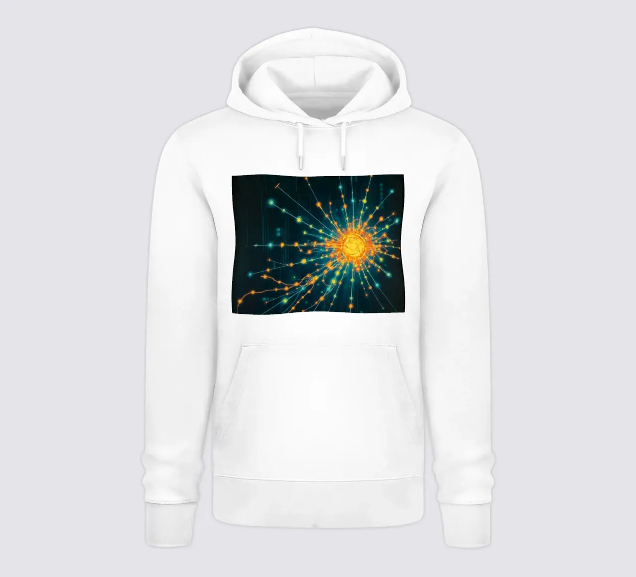 Rappresentazione colorata della collisione di particelle con un'energia felpa con cappuccio da DesignDoodle