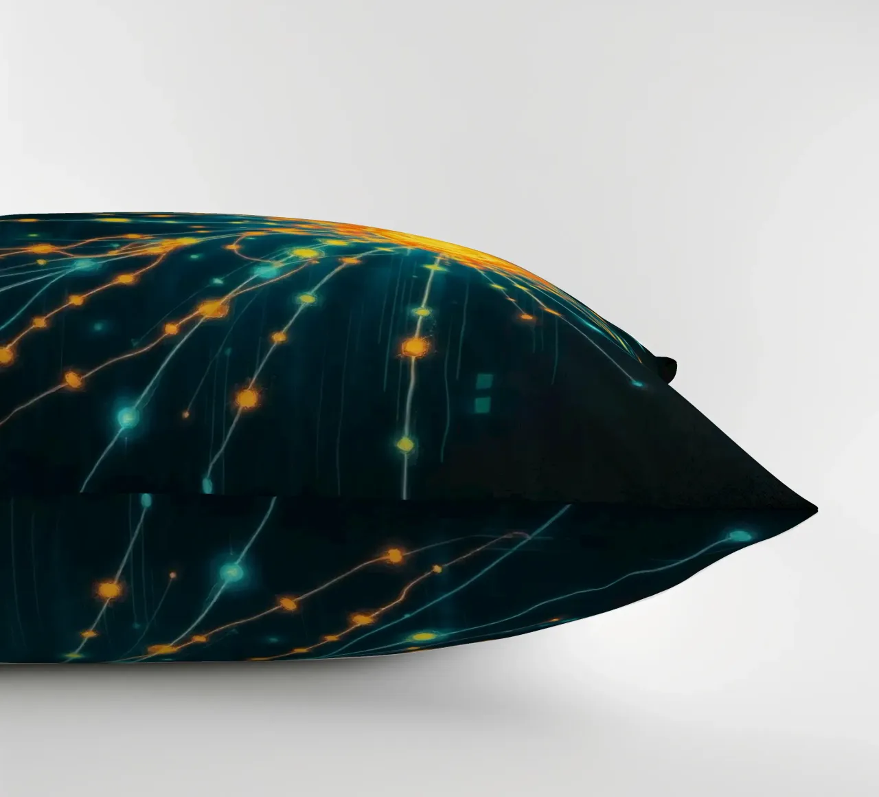 Représentation colorée de la collision d'une particule avec un élément énergétique coussin de DesignDoodle