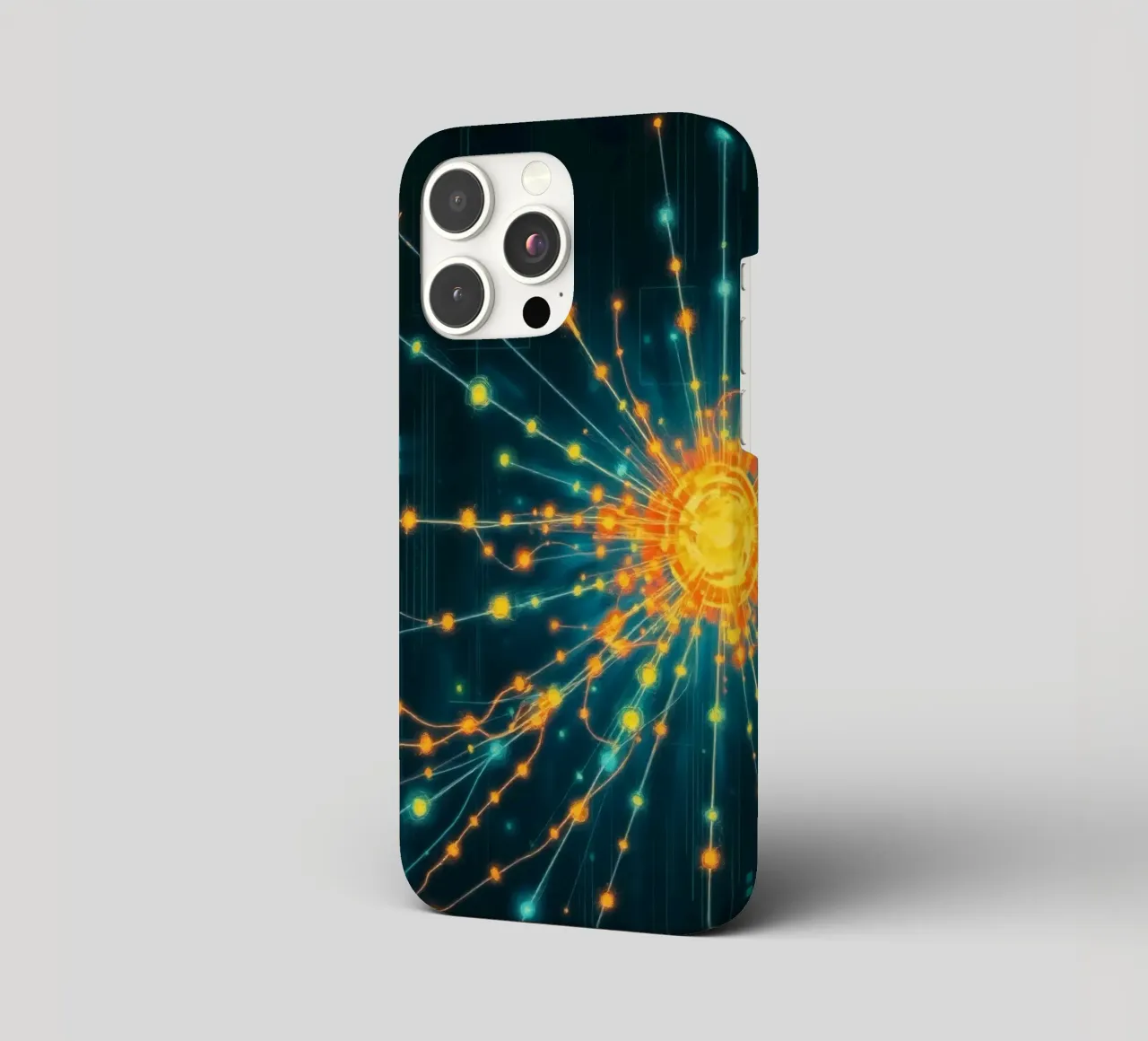 Colorful representation of particle collision with energetic iphone case by DesignDoodle