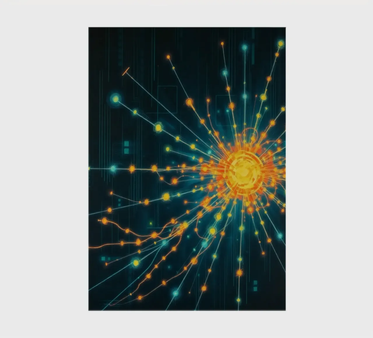Colorful representation of particle collision with energetic notebook by DesignDoodle