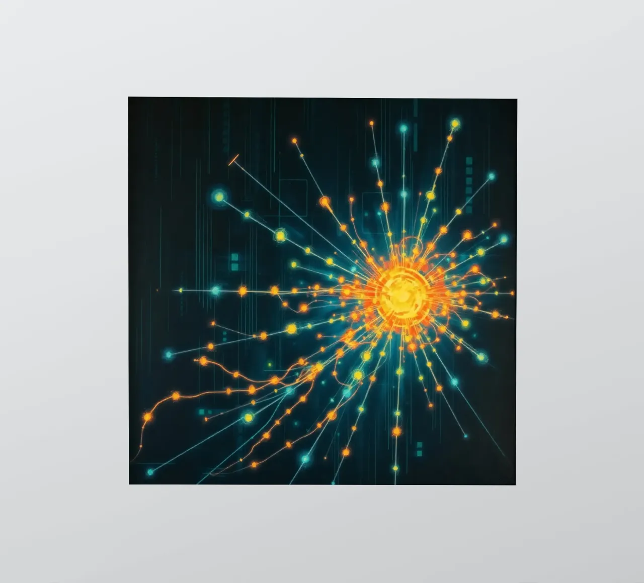 Représentation colorée de la collision d'une particule avec un élément énergétique autocollant de DesignDoodle