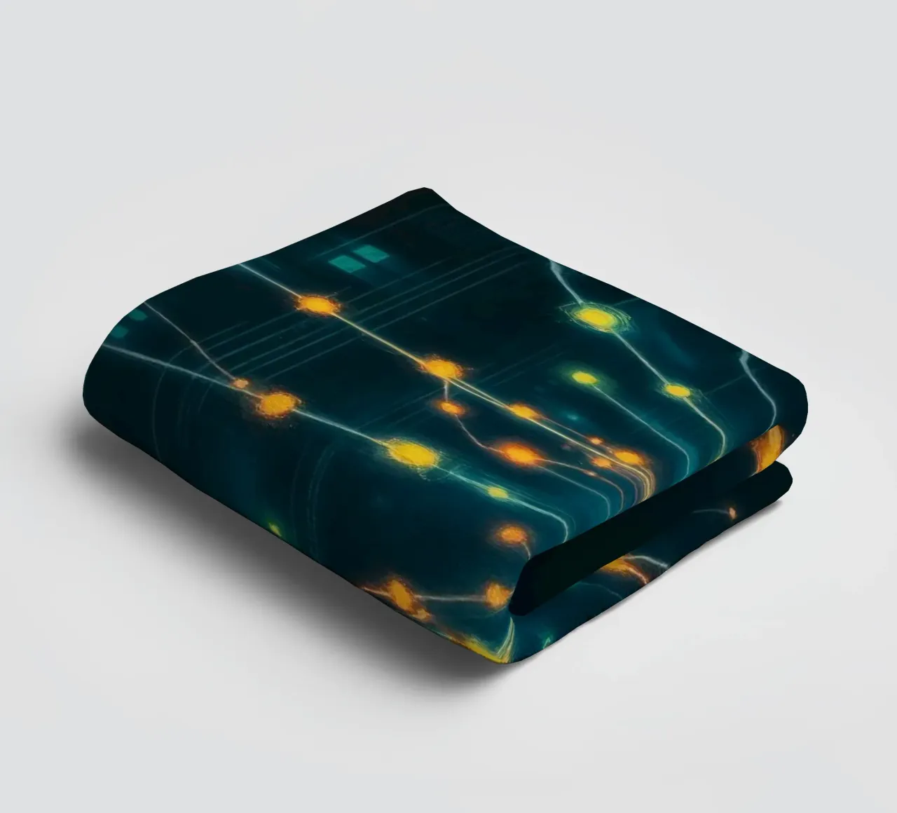 Représentation colorée de la collision d'une particule avec un élément énergétique serviette de bain de DesignDoodle