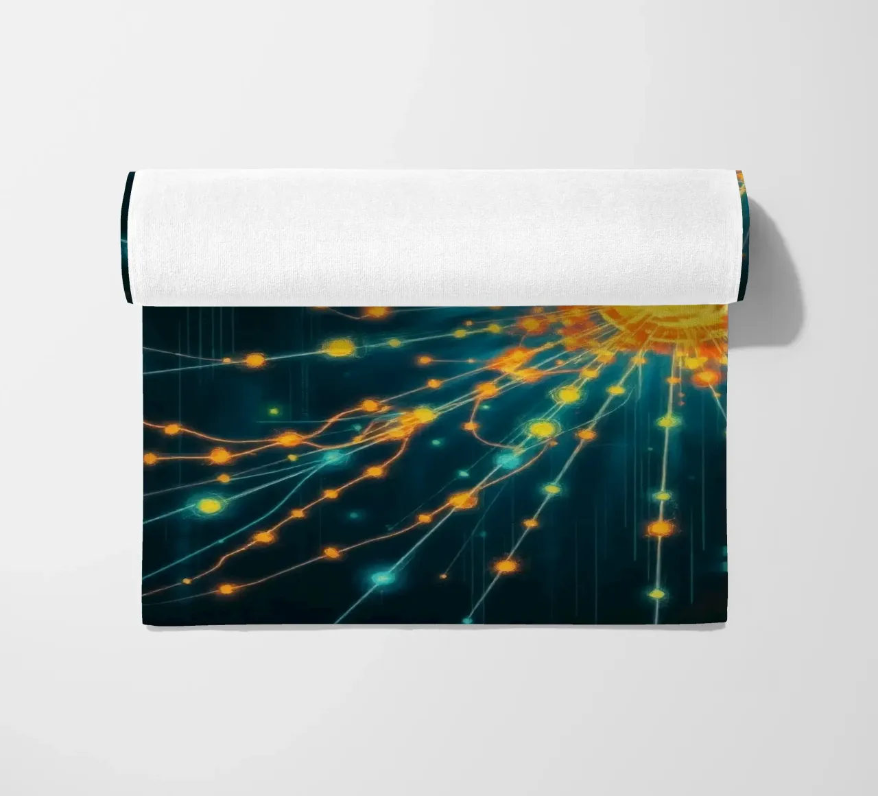 Représentation colorée de la collision d'une particule avec un élément énergétique serviette de plage de DesignDoodle