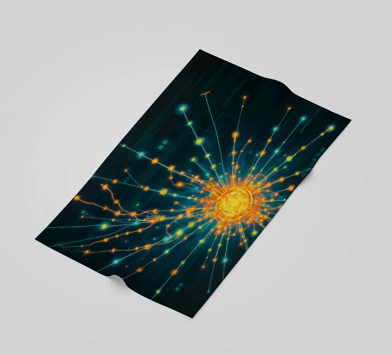 Représentation colorée de la collision d'une particule avec un élément énergétique serviette de plage de DesignDoodle