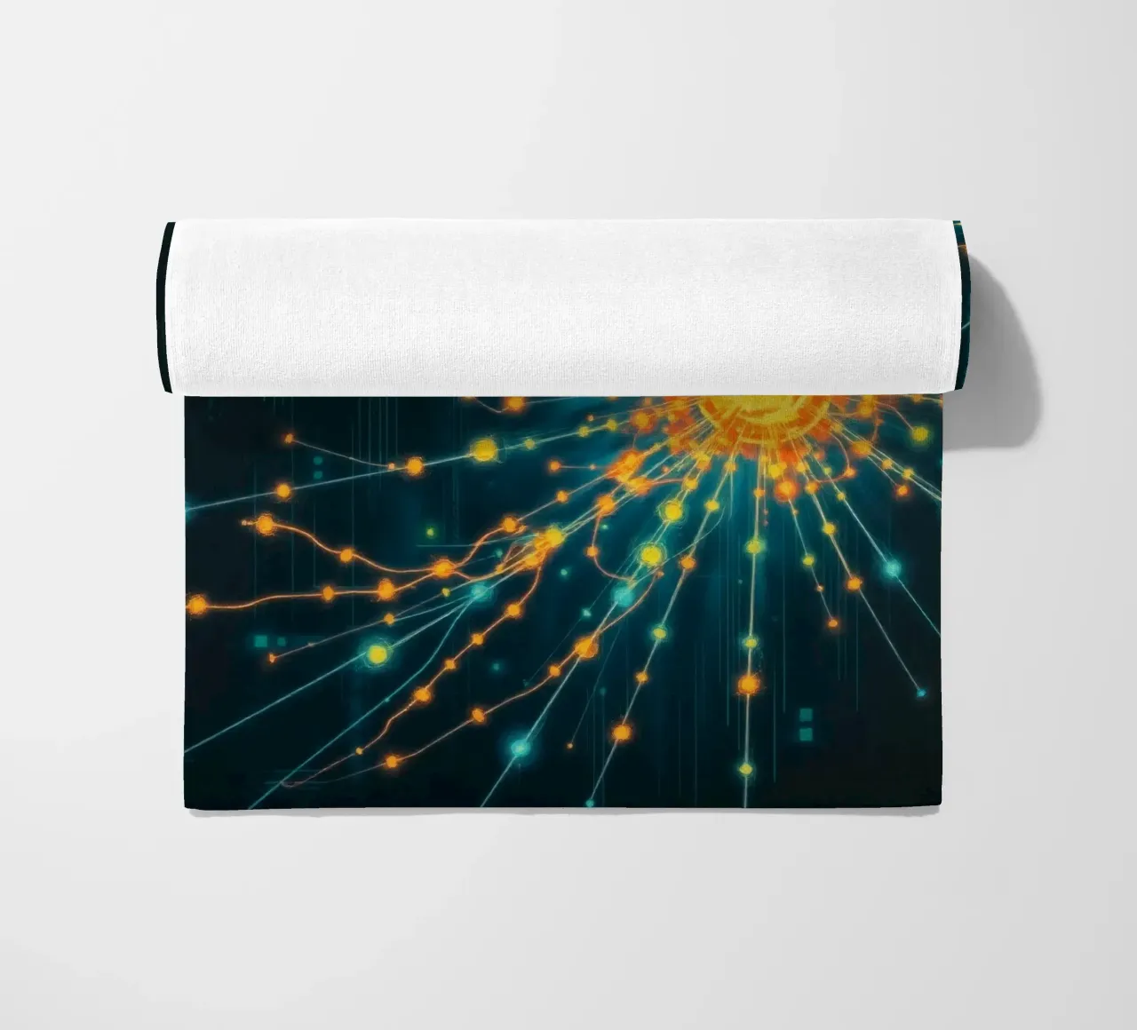 Représentation colorée de la collision d'une particule avec un élément énergétique serviette de plage de DesignDoodle