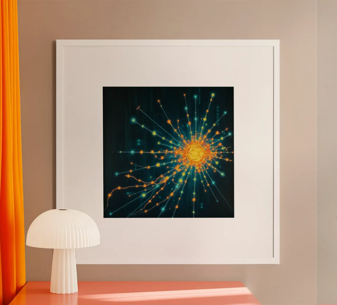 Colorful representation of particle collision with energetic hahnemühle by DesignDoodle