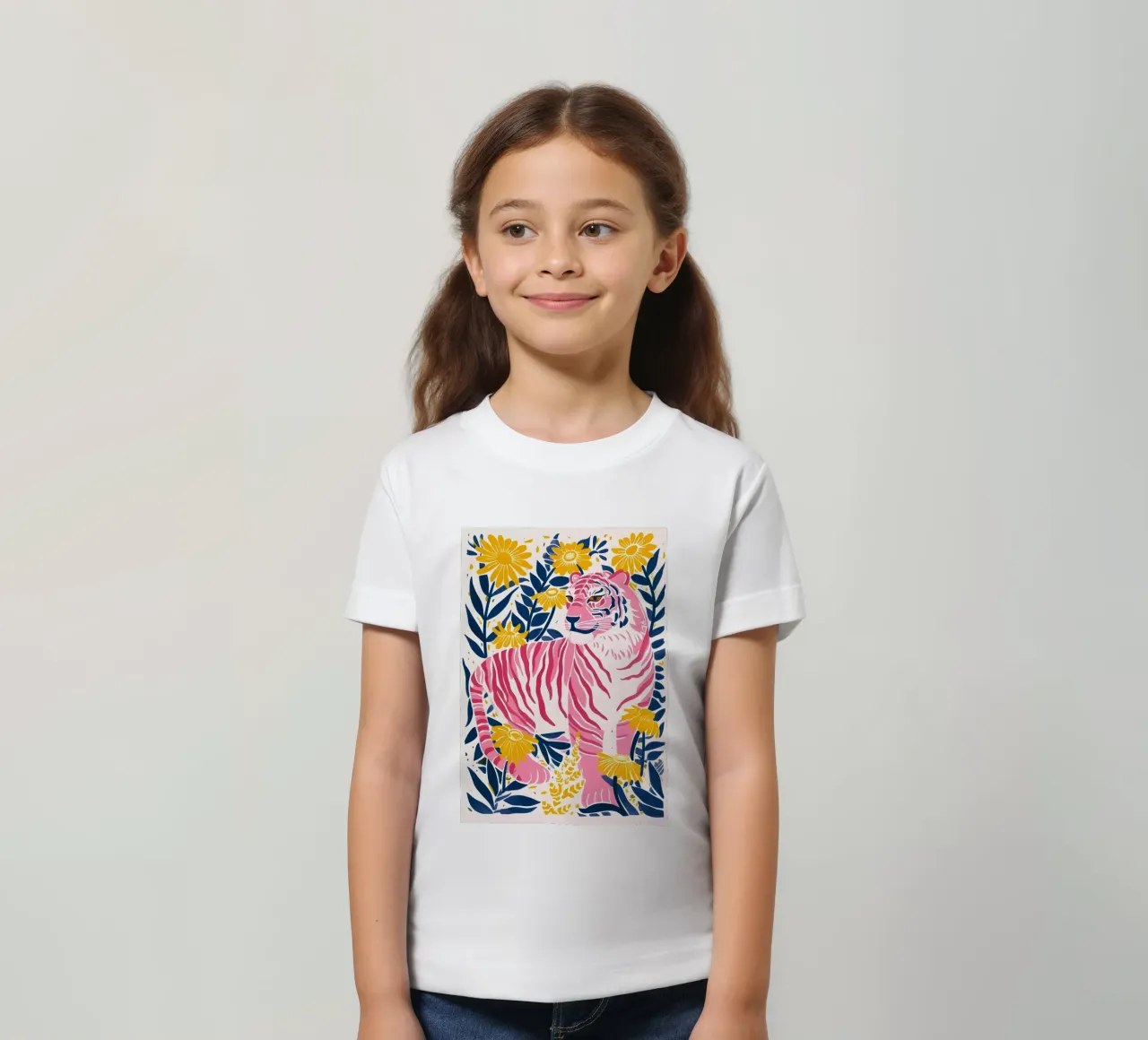 Abstract Geometric Tiger Wild Animal Pop Art Puzzle Print kids t-shirt by NorwesClub
