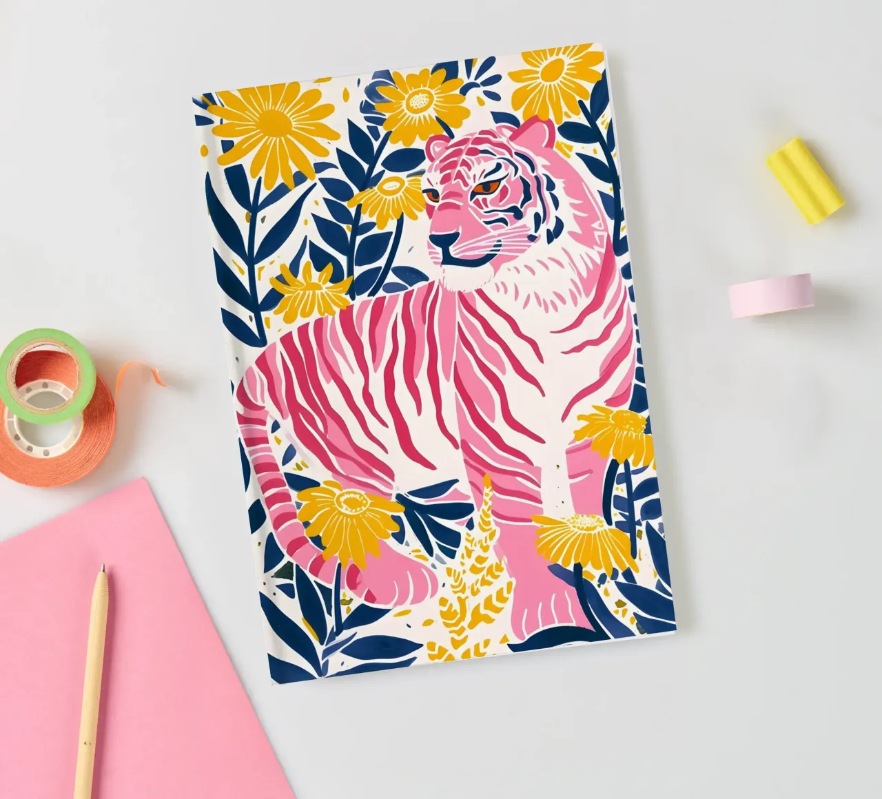 Abstract Geometric Tiger Wild Animal Pop Art Puzzle Print notebook by NorwesClub