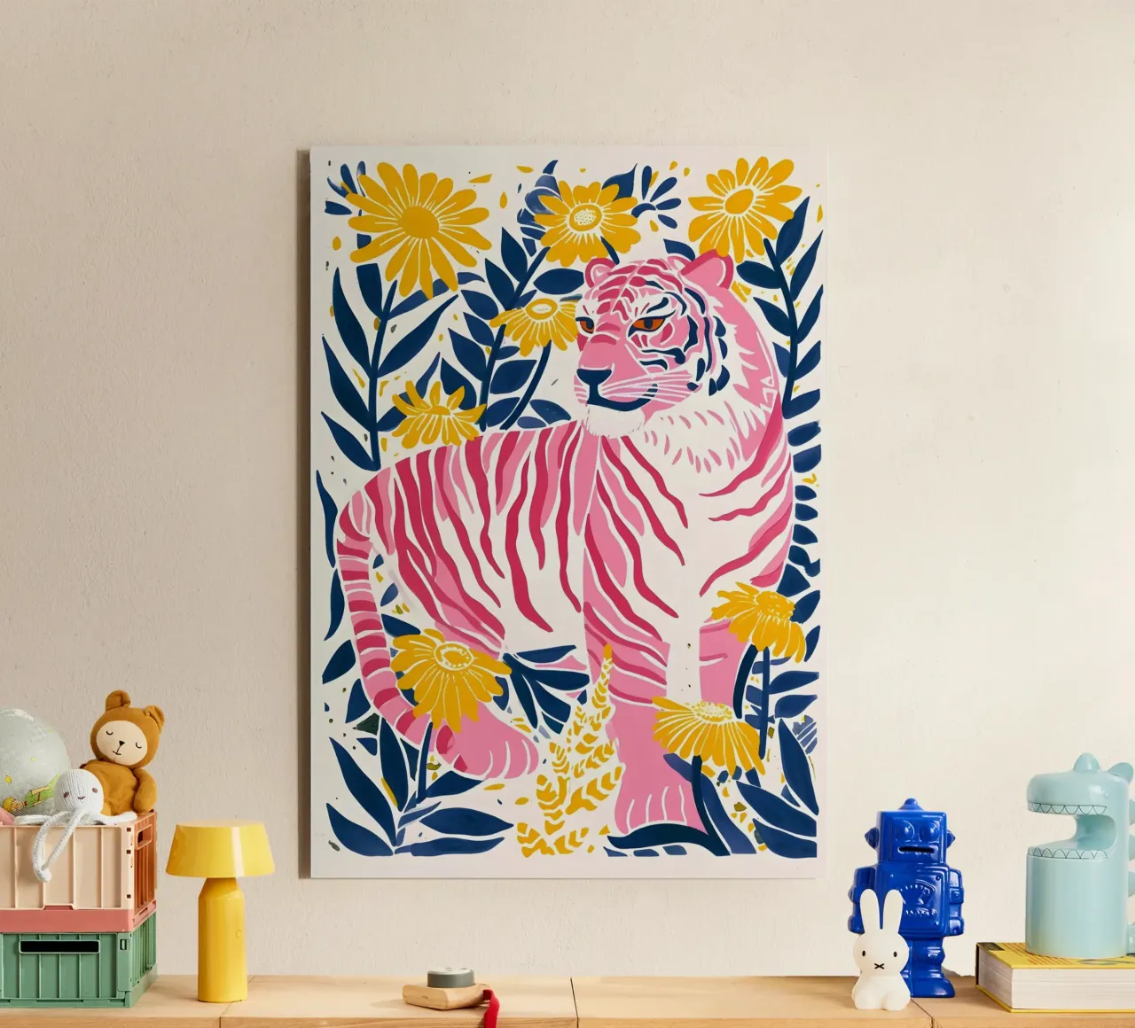 Abstract Geometric Tiger Wild Animal Pop Art Puzzle Print alu-dibond by NorwesClub