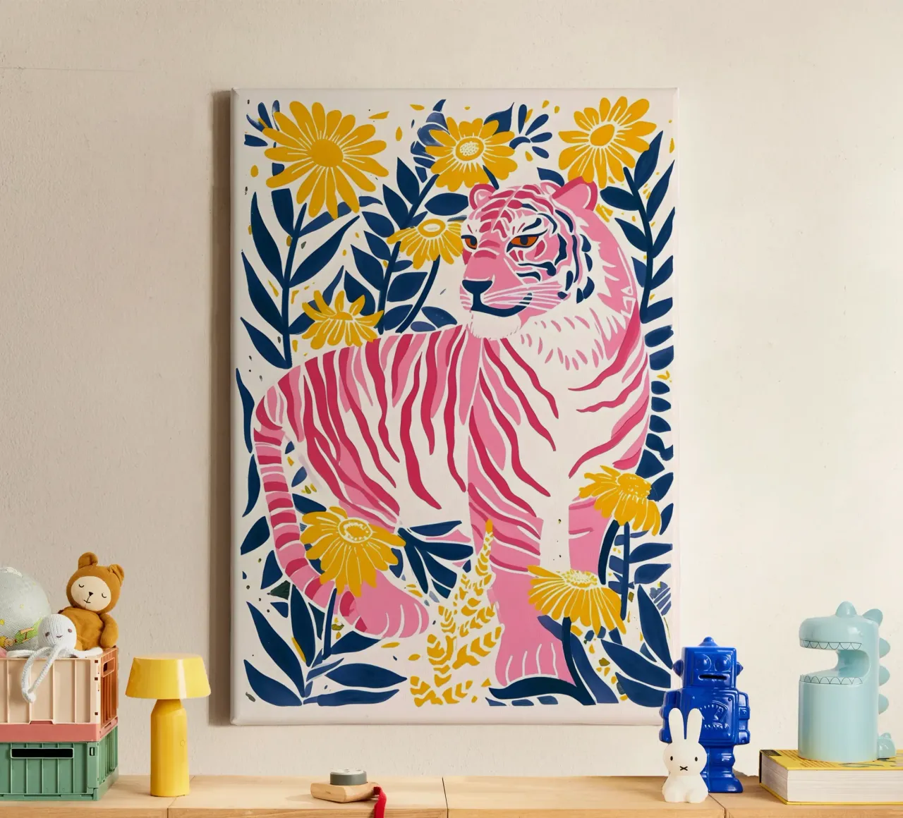 Abstracte Geometrische Tijger Wild Dier Pop Art Puzzel Print canvas van NorwesClub
