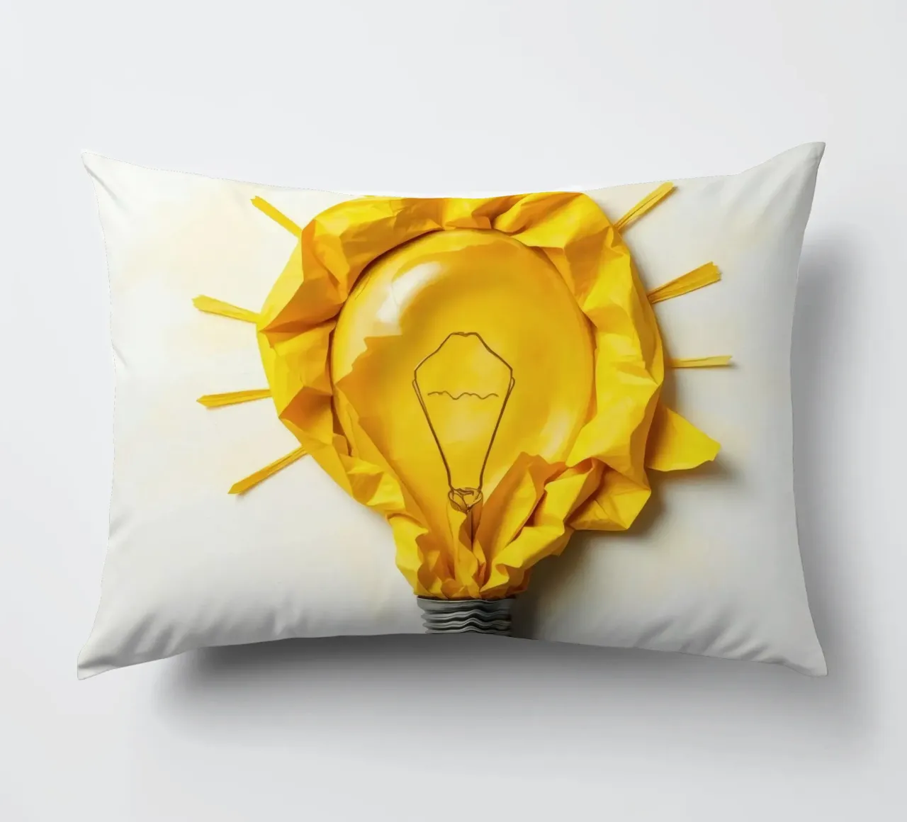 Design creativo di lampadine con carta gialla stropicciata cuscino da DesignDoodle