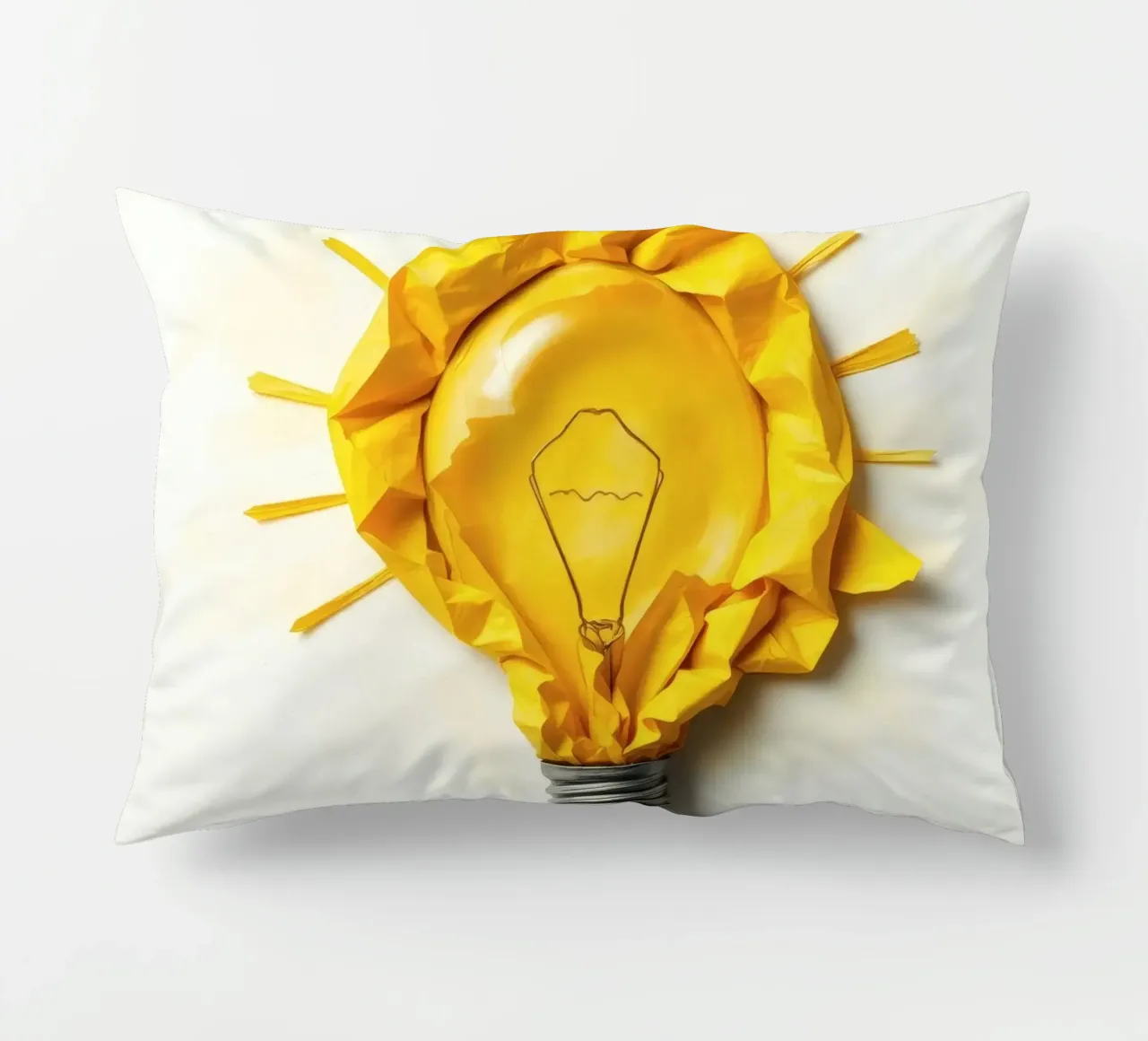 Design creativo di lampadine con carta gialla stropicciata cuscino da DesignDoodle