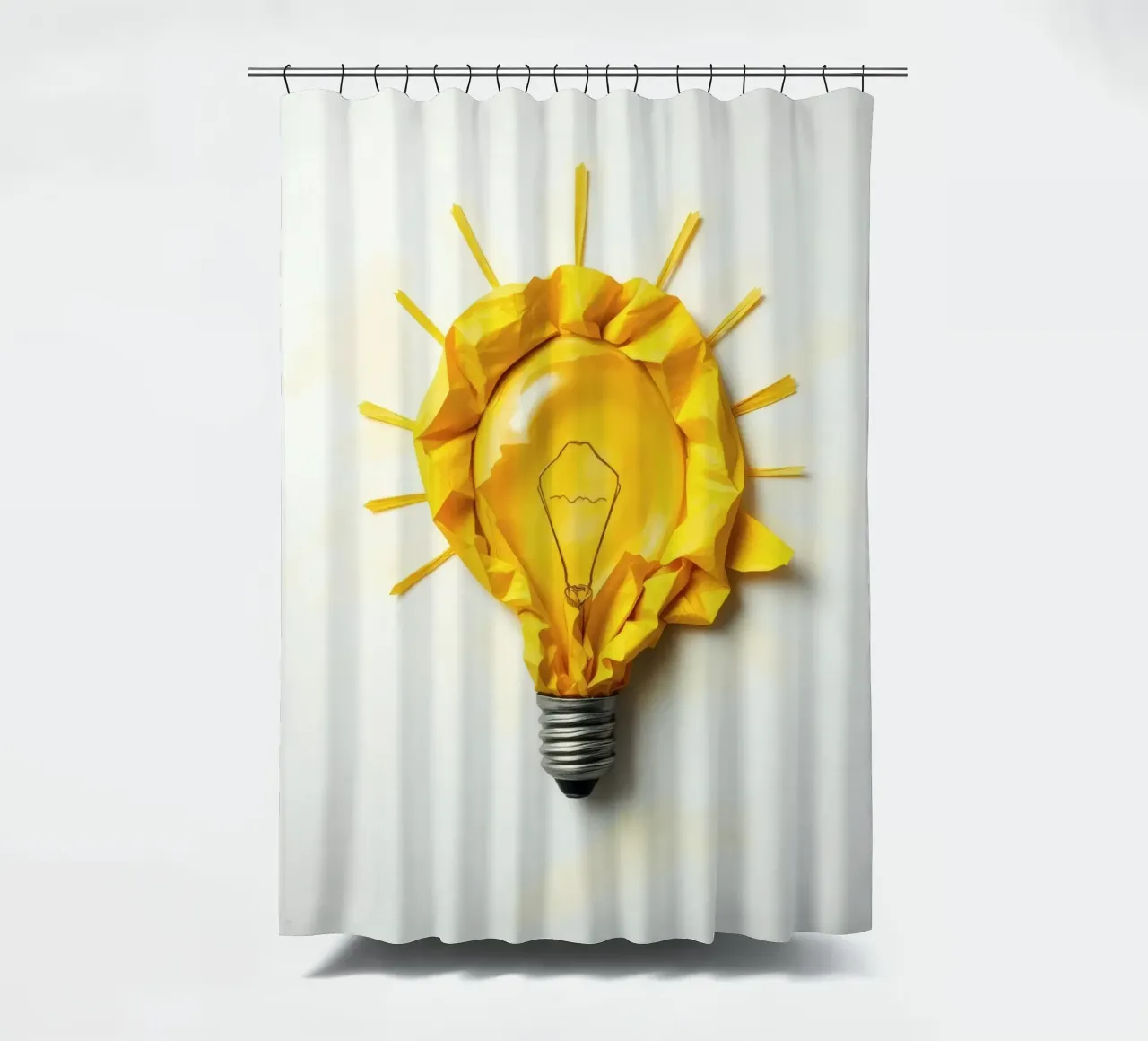 Design creativo di lampadine con carta gialla stropicciata tenda da doccia da DesignDoodle
