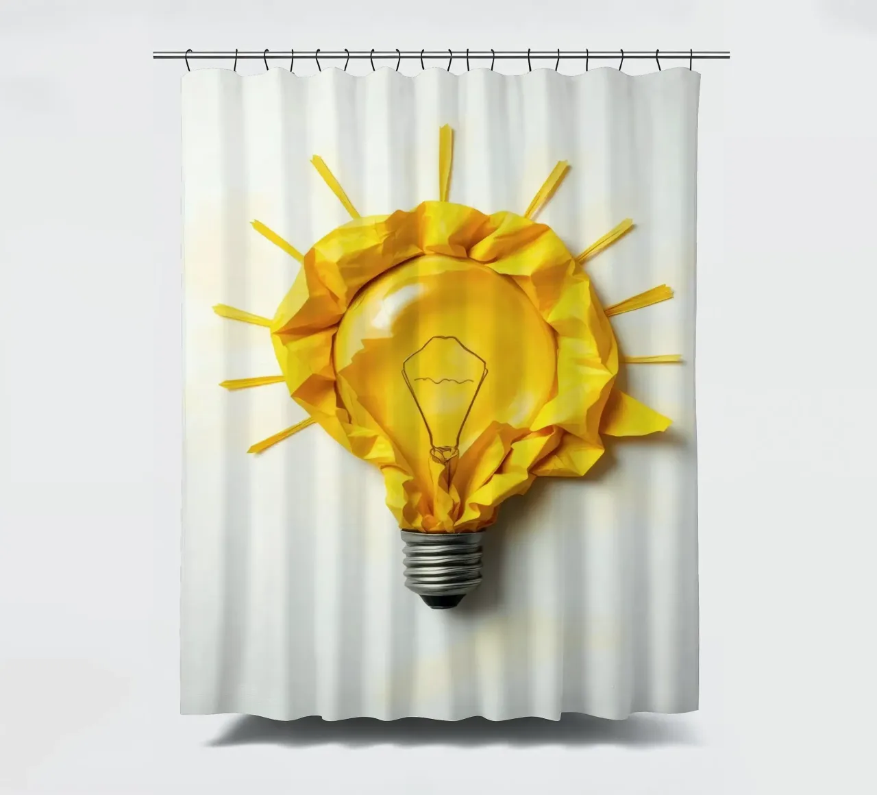 Design creativo di lampadine con carta gialla stropicciata tenda da doccia da DesignDoodle
