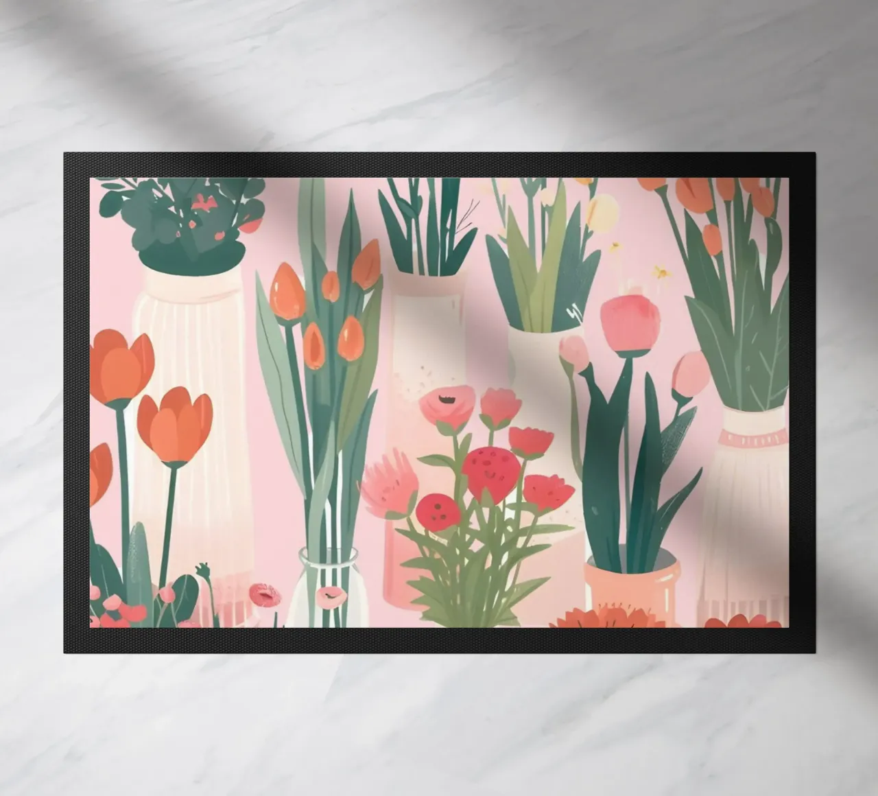 Retro Psychedelische Flower Power Groovy Abstracte Kunstdruk deurmat van NorwesClub