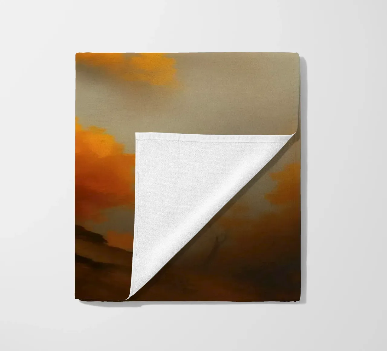Cozy cabin surrounded by vibrant autumn foliage in a mist beach towel by DesignDoodle