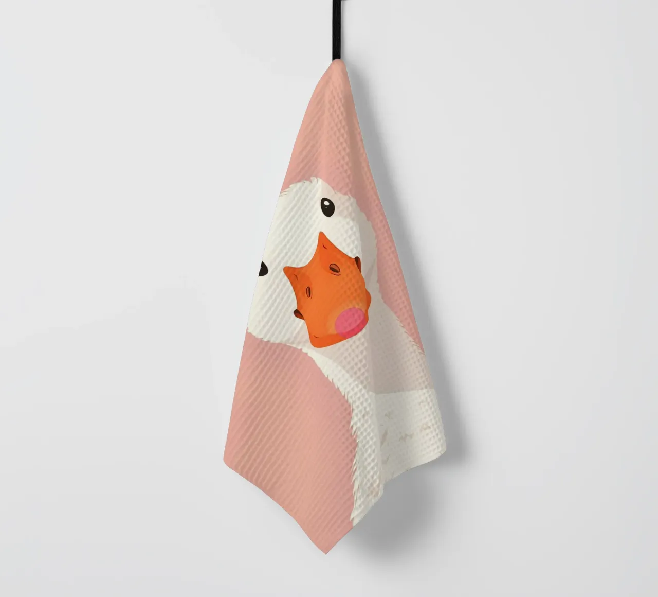 Whimsical Duck Retro Cartoon Yellow Pop Art Print tea towel by NorwesClub