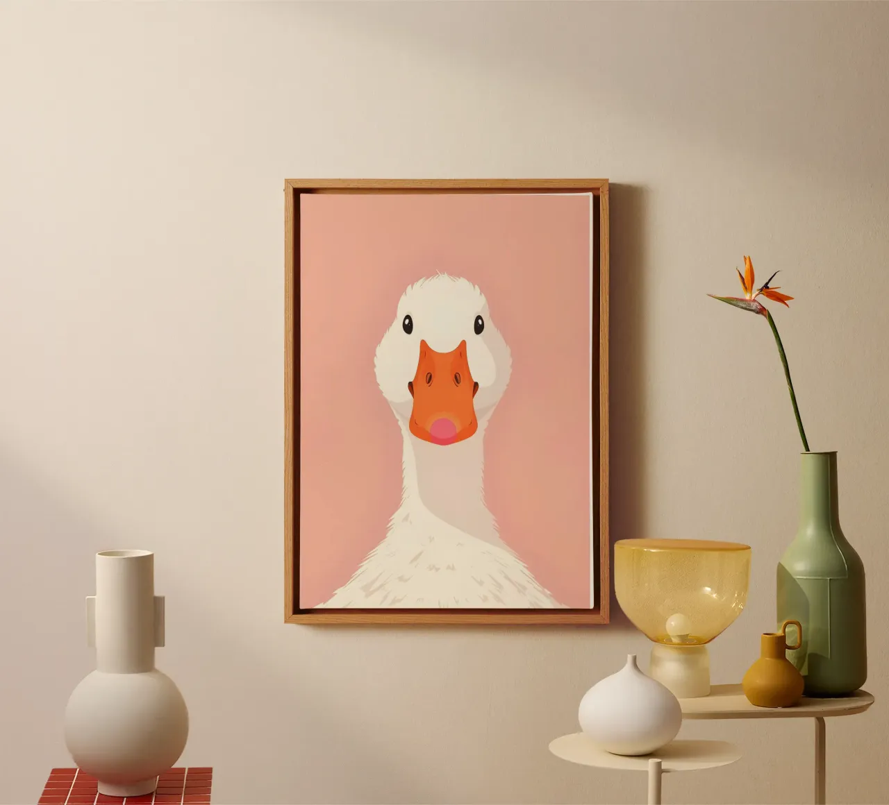 Eend Retro Beeldverhaal Gele Pop Art Print canvas van NorwesClub