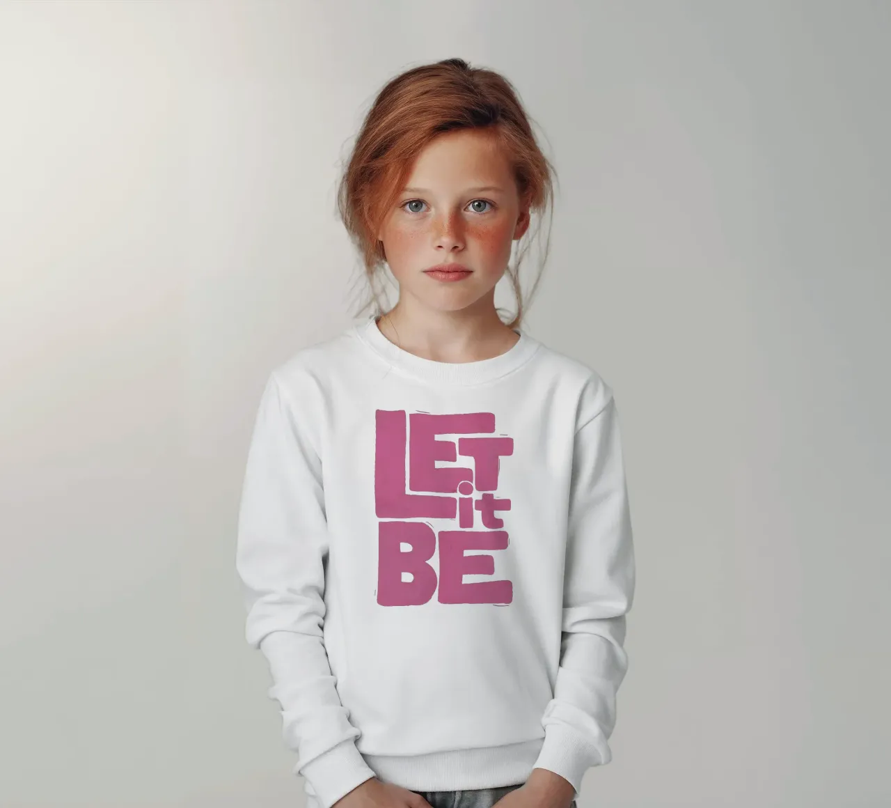 Let It Be - Poster tipografico retrò rosa e rosso felpa bambino da showmemars