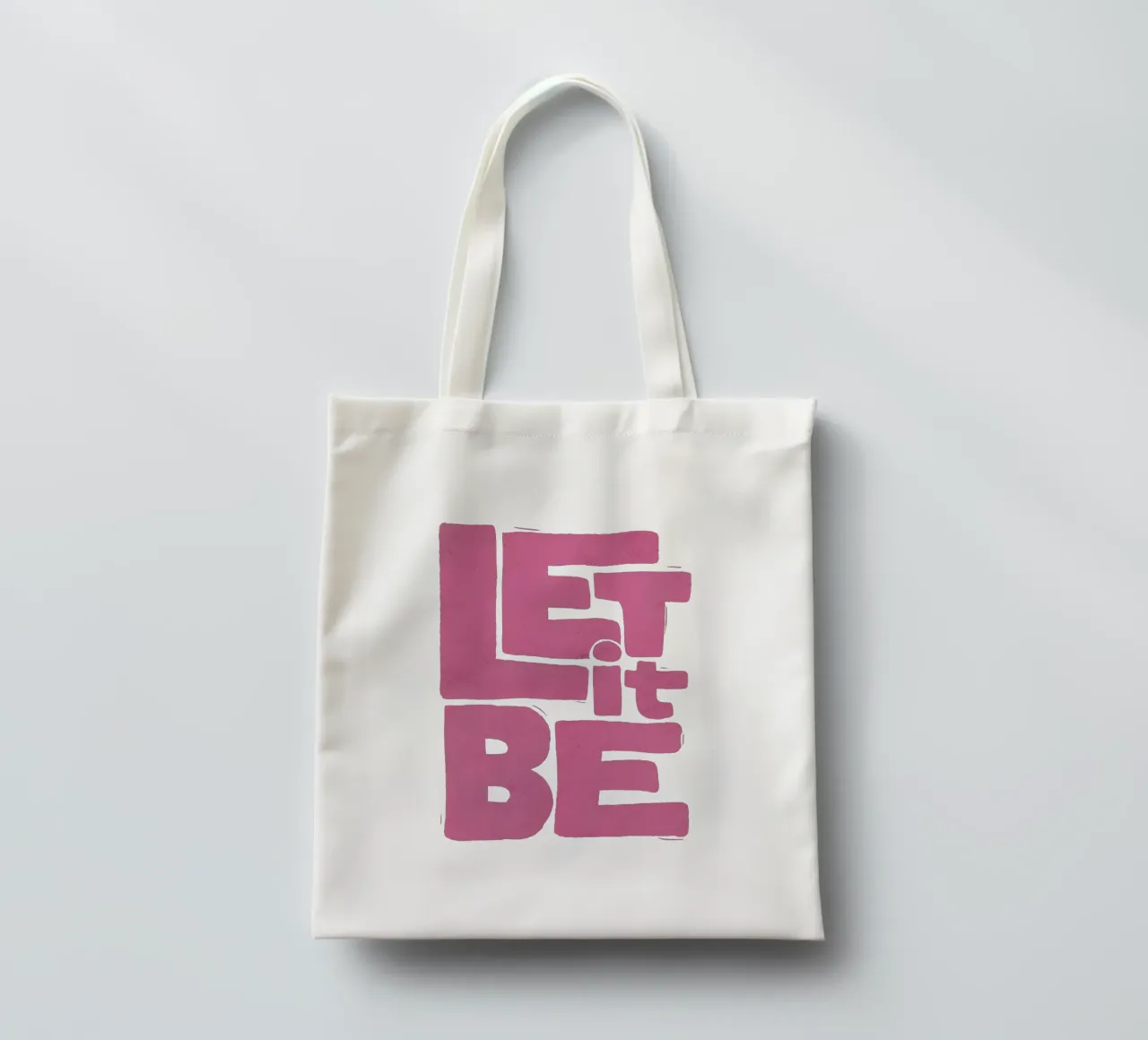 Let It Be - Poster tipografico retrò rosa e rosso borsa in juta da showmemars